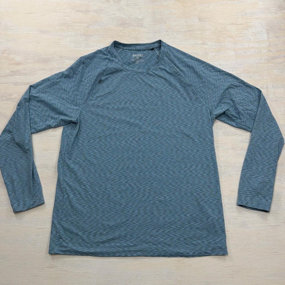 Rhone Shirt Long Sleeve Reign Space Dye Blue Large Mens Athletic Activewear